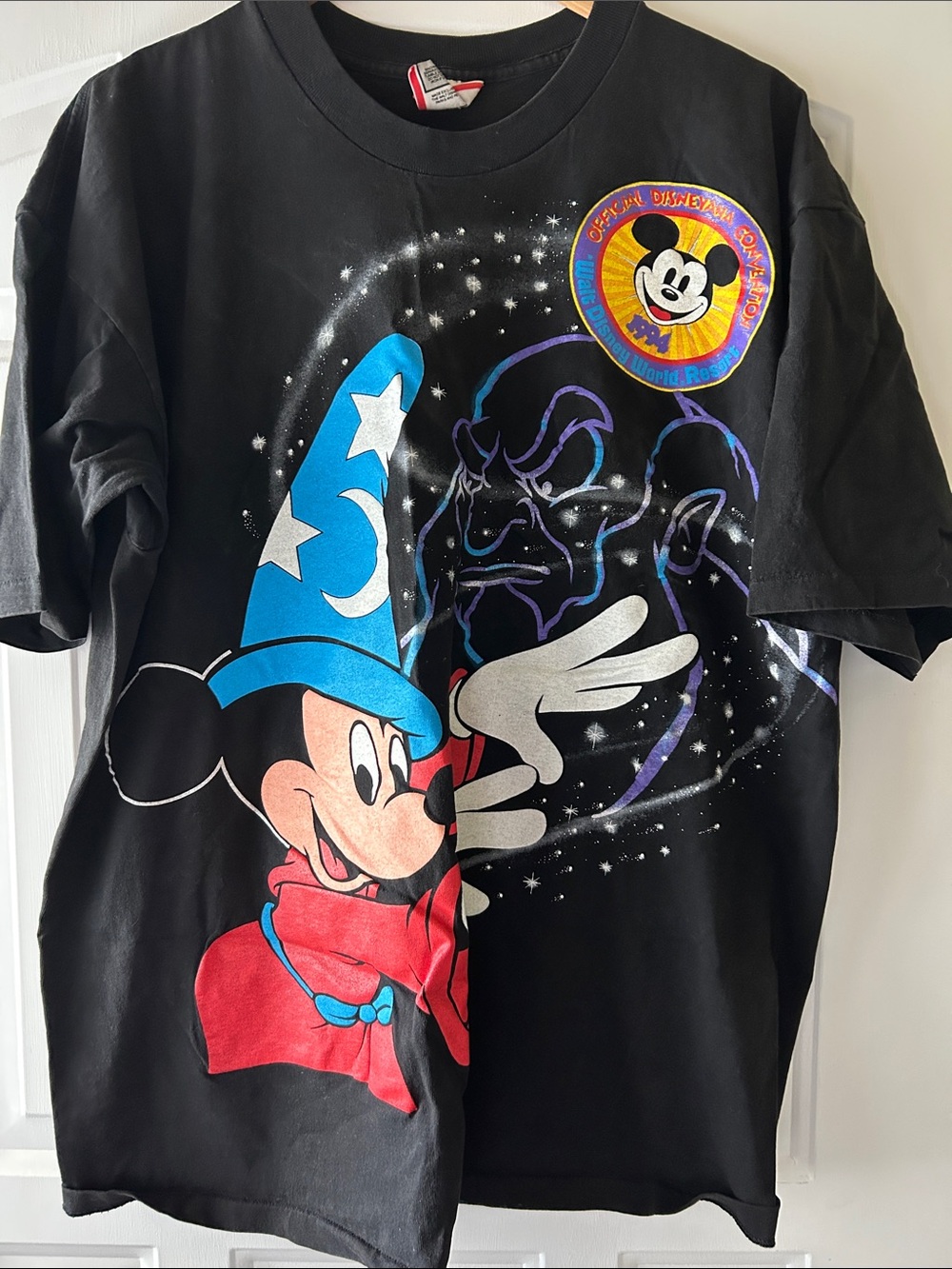 Disney Sorcerer Mickey Tee - Black with Blue, Red & Purple Accents